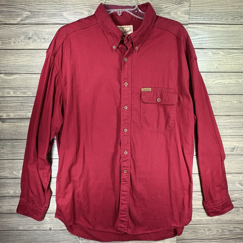 Vintage Woolrich Red Mens Long Sleeve Casual Button Down Shirt Size 2XL